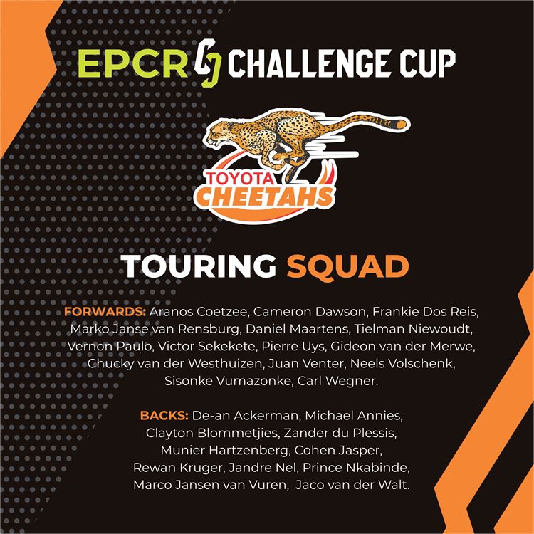 Toyota Cheetahs Set for an Exciting Northern Tour in the EPCR Challenge Cup!