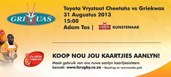 Match Day Information Toyota FS Cheetahs vs Griquas